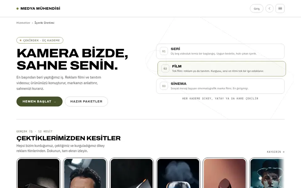 Medya Mühendisi İçerik Üretimi sayfası