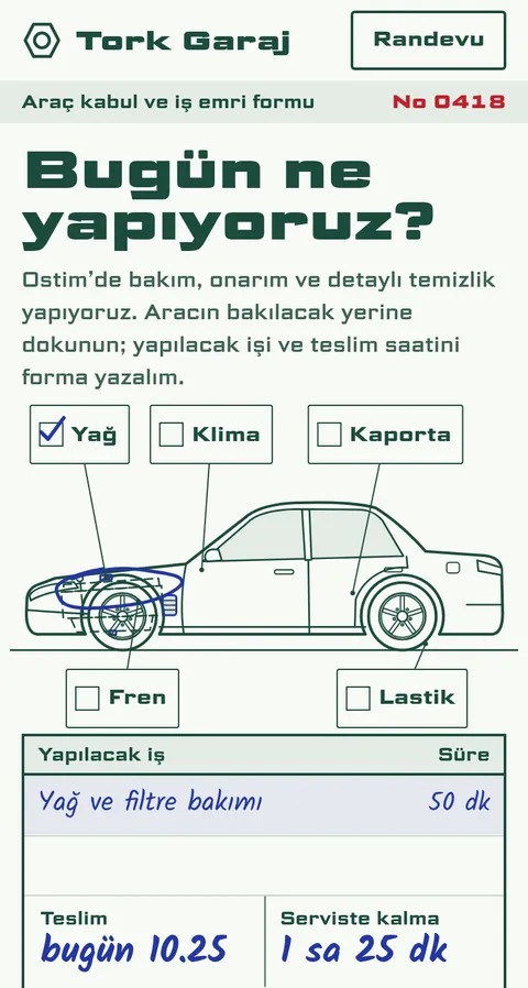 Oto servis örnek sitesi