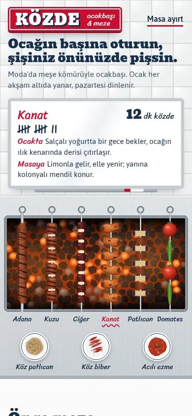 Közde · Ocakbaşı & Meze örnek sitesinin telefon görünümü