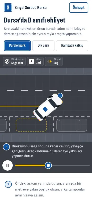 Sinyal Sürücü Kursu örnek sitesinin telefon görünümü