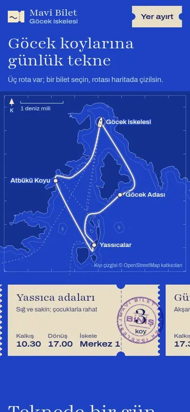Mavi Bilet · Göcek örnek sitesinin telefon görünümü